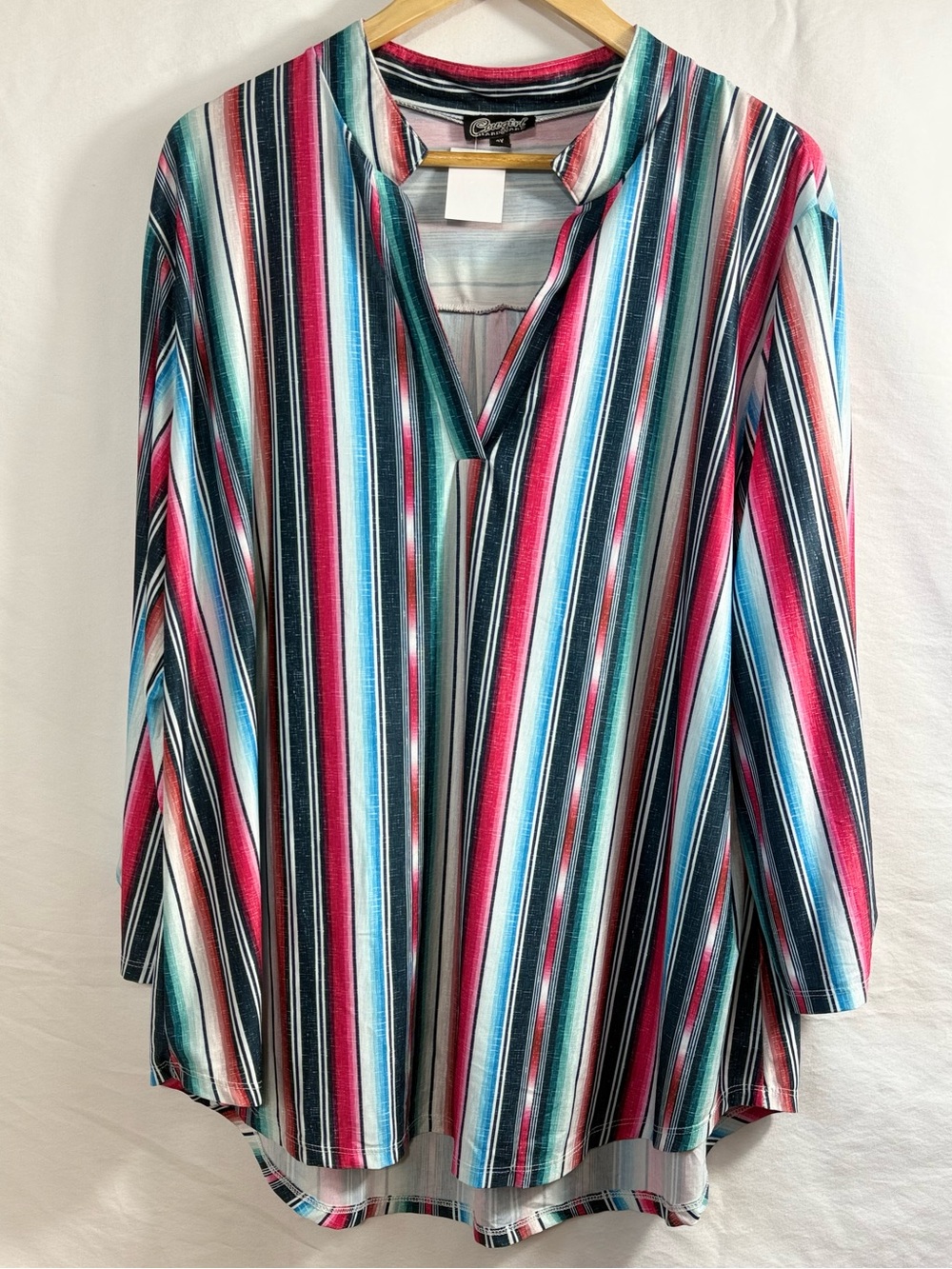 Cowgirl Hardware Multicolored Striped Tunic blouse "western boho" or "serape"